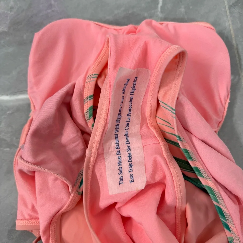 Women’s Xhilaration Palm Print One Piece Swimsuit Scoop Back Adjustable Straps M - Picture 11 of 16